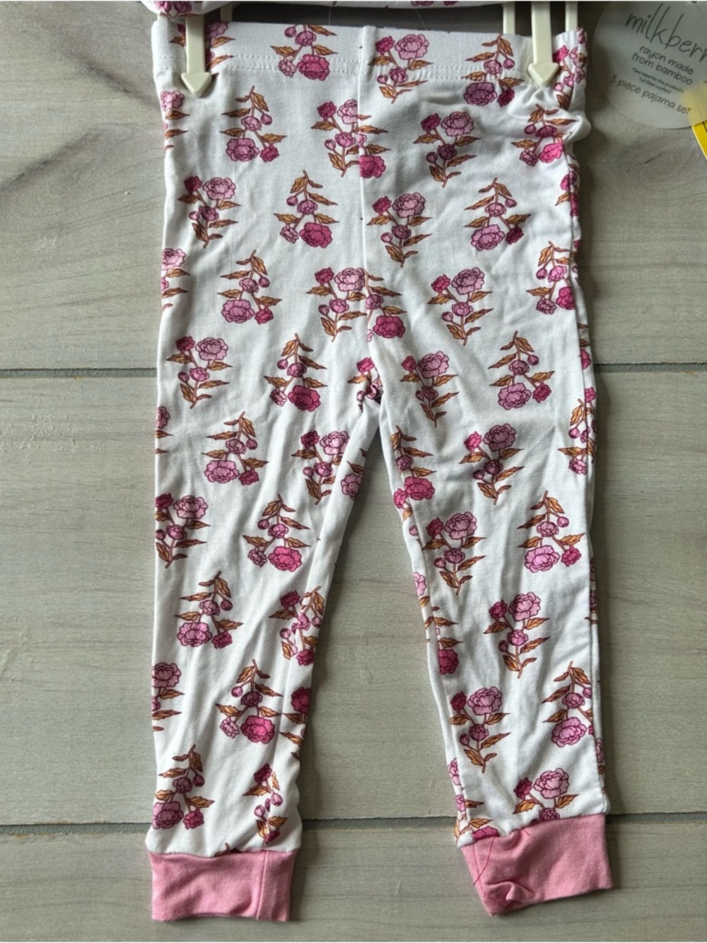 NWT Milkberry Pink Floral Rayon Made from Bamboo Kids Three Piece Pajama Set - Picture 4 of 4